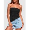 imagePRETTYGARDEN Womens Summer Tube Tops 2025 Trendy Strapless Ruched Going Out Tops Outfits Asymmetrical Bandeau ShirtsBlack