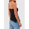 imagePRETTYGARDEN Womens Summer Tube Tops 2025 Trendy Strapless Ruched Going Out Tops Outfits Asymmetrical Bandeau ShirtsBlack