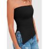 imagePRETTYGARDEN Womens Summer Tube Tops 2025 Trendy Strapless Ruched Going Out Tops Outfits Asymmetrical Bandeau ShirtsBlack