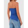 imagePRETTYGARDEN Womens Summer Tube Tops 2025 Trendy Strapless Ruched Going Out Tops Outfits Asymmetrical Bandeau ShirtsBlue