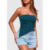 imagePRETTYGARDEN Womens Summer Tube Tops 2025 Trendy Strapless Ruched Going Out Tops Outfits Asymmetrical Bandeau ShirtsDark Blue