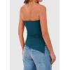 imagePRETTYGARDEN Womens Summer Tube Tops 2025 Trendy Strapless Ruched Going Out Tops Outfits Asymmetrical Bandeau ShirtsDark Blue