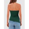 imagePRETTYGARDEN Womens Summer Tube Tops 2025 Trendy Strapless Ruched Going Out Tops Outfits Asymmetrical Bandeau ShirtsDark Green