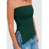 imagePRETTYGARDEN Womens Summer Tube Tops 2025 Trendy Strapless Ruched Going Out Tops Outfits Asymmetrical Bandeau ShirtsDark Green