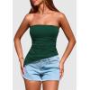 imagePRETTYGARDEN Womens Summer Tube Tops 2025 Trendy Strapless Ruched Going Out Tops Outfits Asymmetrical Bandeau ShirtsDark Green