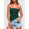 imagePRETTYGARDEN Womens Summer Tube Tops 2025 Trendy Strapless Ruched Going Out Tops Outfits Asymmetrical Bandeau ShirtsDark Green
