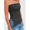 imagePRETTYGARDEN Womens Summer Tube Tops 2025 Trendy Strapless Ruched Going Out Tops Outfits Asymmetrical Bandeau ShirtsDark Grey