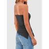 imagePRETTYGARDEN Womens Summer Tube Tops 2025 Trendy Strapless Ruched Going Out Tops Outfits Asymmetrical Bandeau ShirtsDark Grey