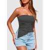 imagePRETTYGARDEN Womens Summer Tube Tops 2025 Trendy Strapless Ruched Going Out Tops Outfits Asymmetrical Bandeau ShirtsDark Grey