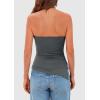 imagePRETTYGARDEN Womens Summer Tube Tops 2025 Trendy Strapless Ruched Going Out Tops Outfits Asymmetrical Bandeau ShirtsDark Grey