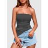 imagePRETTYGARDEN Womens Summer Tube Tops 2025 Trendy Strapless Ruched Going Out Tops Outfits Asymmetrical Bandeau ShirtsDark Grey