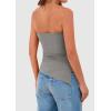 imagePRETTYGARDEN Womens Summer Tube Tops 2025 Trendy Strapless Ruched Going Out Tops Outfits Asymmetrical Bandeau ShirtsGrey
