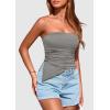imagePRETTYGARDEN Womens Summer Tube Tops 2025 Trendy Strapless Ruched Going Out Tops Outfits Asymmetrical Bandeau ShirtsGrey