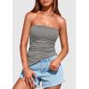 imagePRETTYGARDEN Womens Summer Tube Tops 2025 Trendy Strapless Ruched Going Out Tops Outfits Asymmetrical Bandeau ShirtsGrey