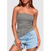 imagePRETTYGARDEN Womens Summer Tube Tops 2025 Trendy Strapless Ruched Going Out Tops Outfits Asymmetrical Bandeau ShirtsGrey