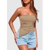 imagePRETTYGARDEN Womens Summer Tube Tops 2025 Trendy Strapless Ruched Going Out Tops Outfits Asymmetrical Bandeau ShirtsKhaki