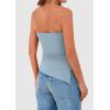 imagePRETTYGARDEN Womens Summer Tube Tops 2025 Trendy Strapless Ruched Going Out Tops Outfits Asymmetrical Bandeau ShirtsLight Grey Blue