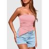 imagePRETTYGARDEN Womens Summer Tube Tops 2025 Trendy Strapless Ruched Going Out Tops Outfits Asymmetrical Bandeau ShirtsPink