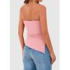 imagePRETTYGARDEN Womens Summer Tube Tops 2025 Trendy Strapless Ruched Going Out Tops Outfits Asymmetrical Bandeau ShirtsPink