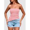 imagePRETTYGARDEN Womens Summer Tube Tops 2025 Trendy Strapless Ruched Going Out Tops Outfits Asymmetrical Bandeau ShirtsPink