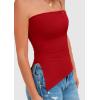 imagePRETTYGARDEN Womens Summer Tube Tops 2025 Trendy Strapless Ruched Going Out Tops Outfits Asymmetrical Bandeau ShirtsRed