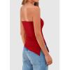 imagePRETTYGARDEN Womens Summer Tube Tops 2025 Trendy Strapless Ruched Going Out Tops Outfits Asymmetrical Bandeau ShirtsRed