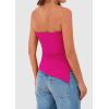 imagePRETTYGARDEN Womens Summer Tube Tops 2025 Trendy Strapless Ruched Going Out Tops Outfits Asymmetrical Bandeau ShirtsRose Red