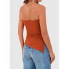 imagePRETTYGARDEN Womens Summer Tube Tops 2025 Trendy Strapless Ruched Going Out Tops Outfits Asymmetrical Bandeau ShirtsRust Red