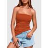 imagePRETTYGARDEN Womens Summer Tube Tops 2025 Trendy Strapless Ruched Going Out Tops Outfits Asymmetrical Bandeau ShirtsRust Red