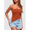 imagePRETTYGARDEN Womens Summer Tube Tops 2025 Trendy Strapless Ruched Going Out Tops Outfits Asymmetrical Bandeau ShirtsRust Red