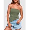 imagePRETTYGARDEN Womens Summer Tube Tops 2025 Trendy Strapless Ruched Going Out Tops Outfits Asymmetrical Bandeau ShirtsSage Green