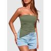 imagePRETTYGARDEN Womens Summer Tube Tops 2025 Trendy Strapless Ruched Going Out Tops Outfits Asymmetrical Bandeau ShirtsSage Green