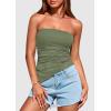 imagePRETTYGARDEN Womens Summer Tube Tops 2025 Trendy Strapless Ruched Going Out Tops Outfits Asymmetrical Bandeau ShirtsSage Green