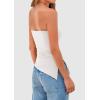 imagePRETTYGARDEN Womens Summer Tube Tops 2025 Trendy Strapless Ruched Going Out Tops Outfits Asymmetrical Bandeau ShirtsWhite
