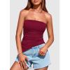 imagePRETTYGARDEN Womens Summer Tube Tops 2025 Trendy Strapless Ruched Going Out Tops Outfits Asymmetrical Bandeau ShirtsWine Red