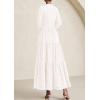 imagePRETTYGARDEN Long Sleeve Dress for Women 2025 Fall Eyelet Mock Neck A Line Elegant Classy Maxi Wedding Guest Dresses PocketsWhite