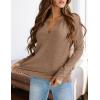 imagePRETTYGARDEN Long Sleeve Shirts for Women 2025 Fall V Neck Waffle Basic Tee Dressy Casual Winter Blouses Knit Tunic TopsKhaki