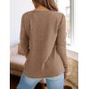 imagePRETTYGARDEN Long Sleeve Shirts for Women 2025 Fall V Neck Waffle Basic Tee Dressy Casual Winter Blouses Knit Tunic TopsKhaki