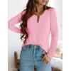 imagePRETTYGARDEN Long Sleeve Shirts for Women 2025 Fall V Neck Waffle Basic Tee Dressy Casual Winter Blouses Knit Tunic TopsPink