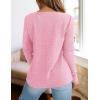 imagePRETTYGARDEN Long Sleeve Shirts for Women 2025 Fall V Neck Waffle Basic Tee Dressy Casual Winter Blouses Knit Tunic TopsPink