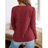 imagePRETTYGARDEN Long Sleeve Shirts for Women 2025 Fall V Neck Waffle Basic Tee Dressy Casual Winter Blouses Knit Tunic TopsWine Red