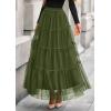 imagePRETTYGARDEN Tulle Skirts for Women 2025 Fall Fashion Tiered Flowy Elastic High Waisted ALine Casual Maxi Long SkirtArmy Green