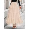 imagePRETTYGARDEN Tulle Skirts for Women 2025 Fall Fashion Tiered Flowy Elastic High Waisted ALine Casual Maxi Long SkirtBeige