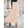 imagePRETTYGARDEN Tulle Skirts for Women 2025 Fall Fashion Tiered Flowy Elastic High Waisted ALine Casual Maxi Long SkirtBeige