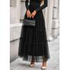 imagePRETTYGARDEN Tulle Skirts for Women 2025 Fall Fashion Tiered Flowy Elastic High Waisted ALine Casual Maxi Long SkirtBlack