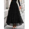 imagePRETTYGARDEN Tulle Skirts for Women 2025 Fall Fashion Tiered Flowy Elastic High Waisted ALine Casual Maxi Long SkirtBlack