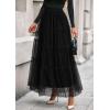 imagePRETTYGARDEN Tulle Skirts for Women 2025 Fall Fashion Tiered Flowy Elastic High Waisted ALine Casual Maxi Long SkirtBlack