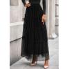 imagePRETTYGARDEN Tulle Skirts for Women 2025 Fall Fashion Tiered Flowy Elastic High Waisted ALine Casual Maxi Long SkirtBlack
