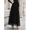 imagePRETTYGARDEN Tulle Skirts for Women 2025 Fall Fashion Tiered Flowy Elastic High Waisted ALine Casual Maxi Long SkirtBlack