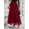 imagePRETTYGARDEN Tulle Skirts for Women 2025 Fall Fashion Tiered Flowy Elastic High Waisted ALine Casual Maxi Long SkirtBurgundy